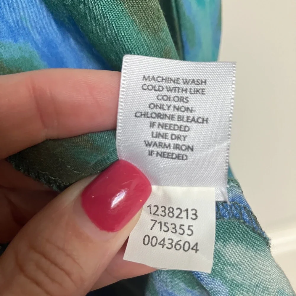 J. Jill Women's Sleeveless Dress Blue Green Abstract‎ Print Casual Summer Size 6